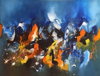 S. M. Naqvi, 30 x 42 Inch, Acrylic on Canvas, Abstract Painting, AC-SMN-154